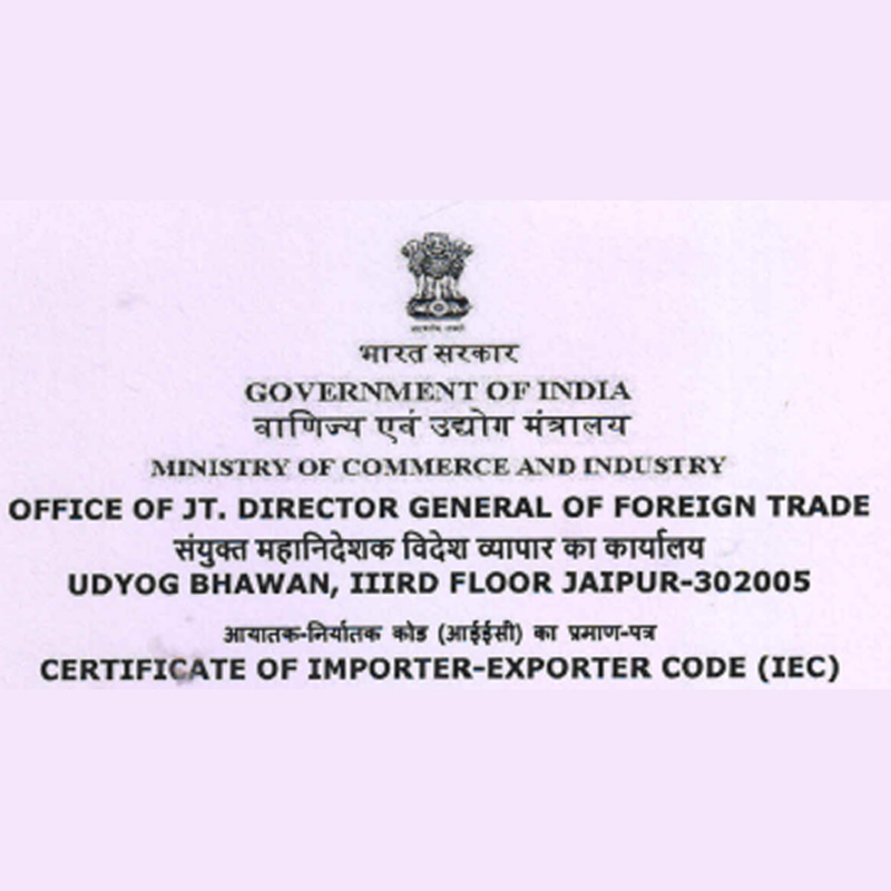CERTIFICATE OF IMPORTER-EXPORTER CODE (IEC)